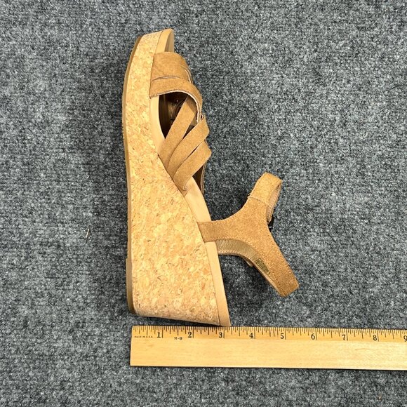 UGG Uma Wedge Sandals Women's Size 8.5 Chestnut Suede Cork Strap Buckle Platform - Picture 12 of 13